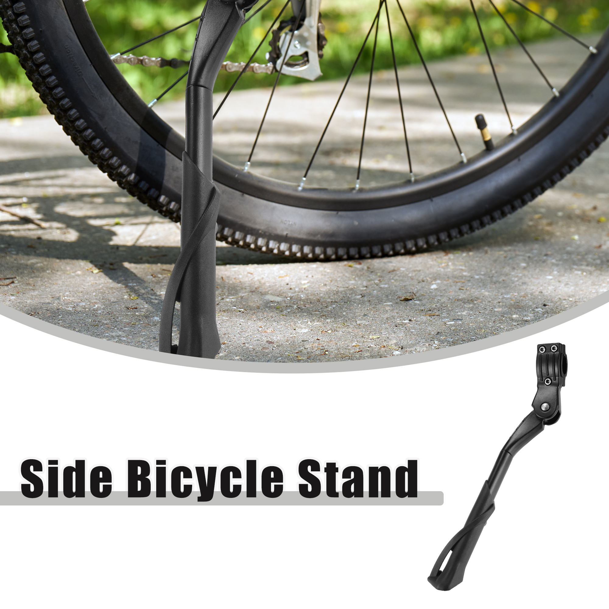 Unique Bargains Fit 24-29 Inch Bicycles Adjustable Bicycle Stand with Central 3 Holes Non-Slip Side Stand Kickstand