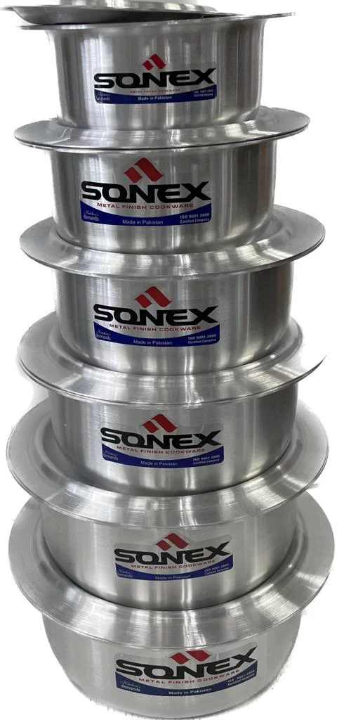 Sonex Aluminum Cooking Pots Set, Sizes from 1 to 6, Good Quality Aluminum 6pcs Cooking pots full set