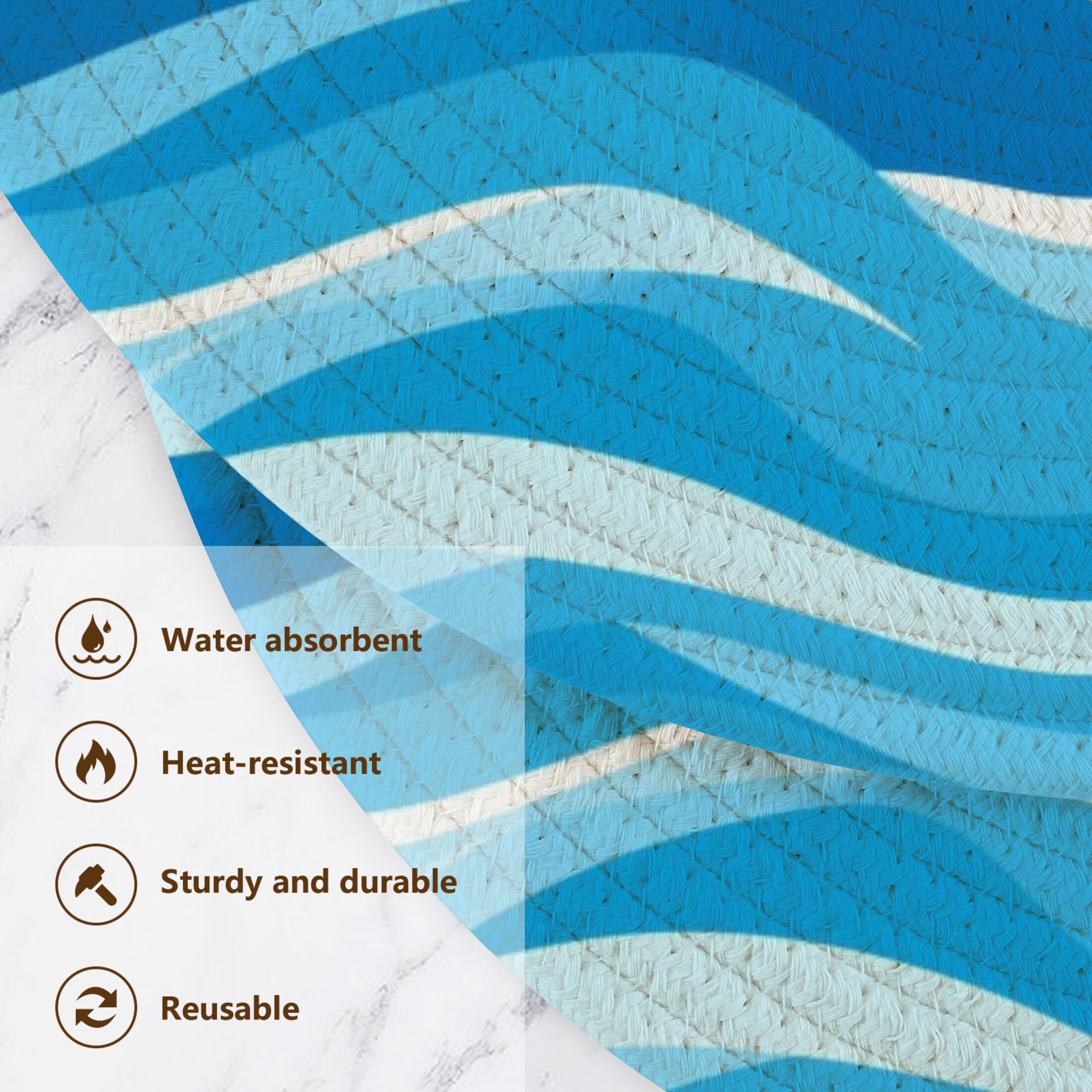 Blue Liquid 3 PCs Pot Holders Trivets Kitchen 15