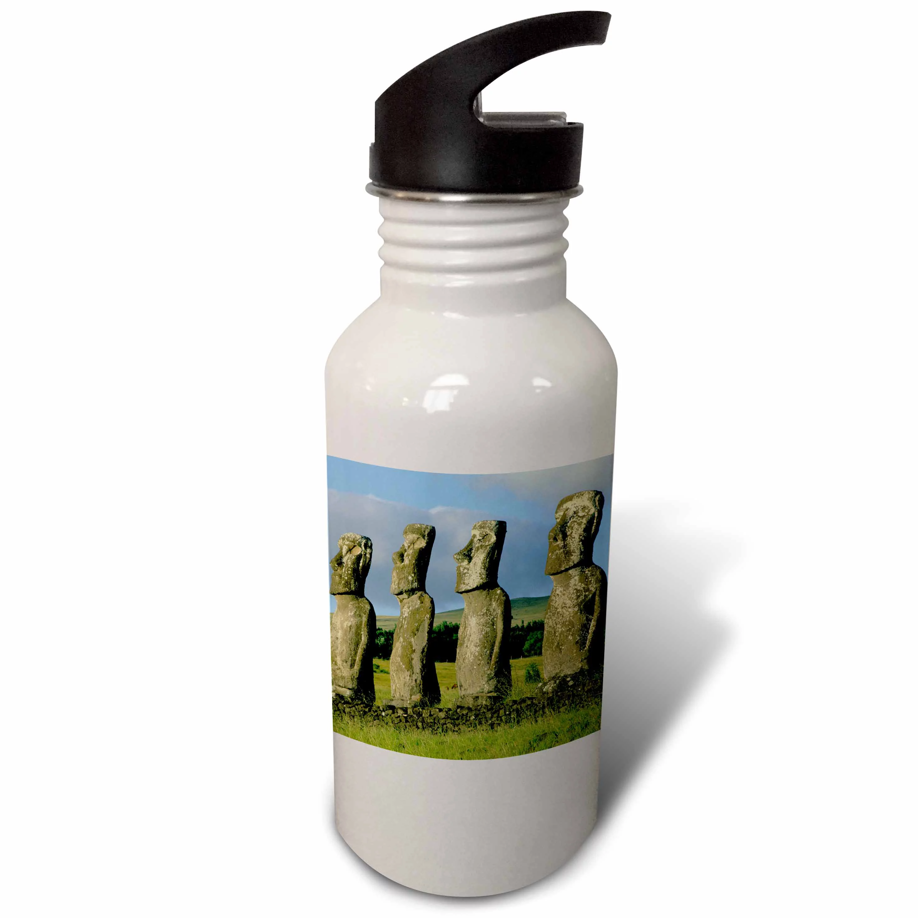 Chile, Easter Island, Ahu Akivi, moai statues - SA05 KSC0009 - Kevin Schafer 21 oz Sports Water Bottle wb-85892-1