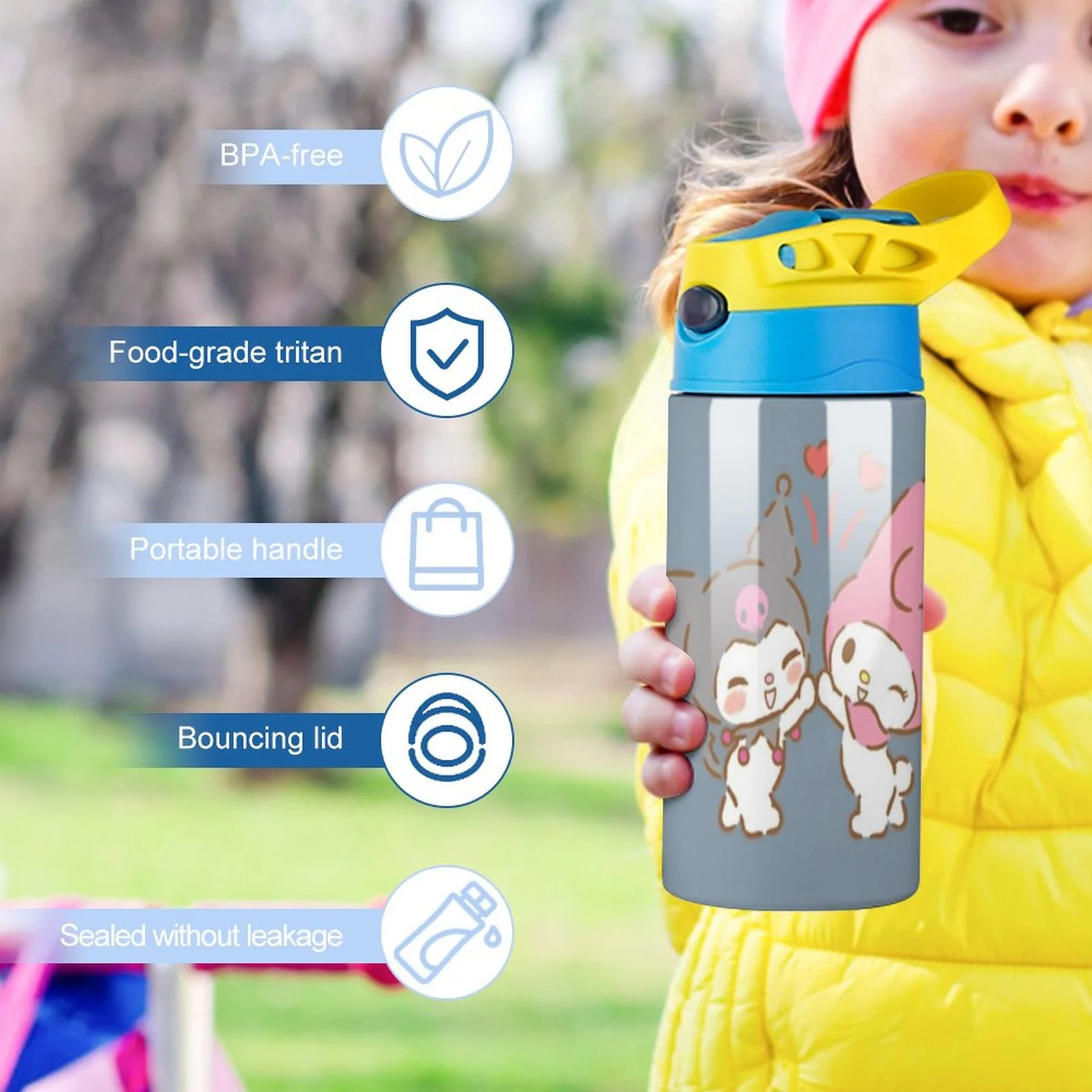 Lovely My Melody Children's Water Bottle Vacuum Insulated Stainless Steel Cup With Straw Toddler Thermoses