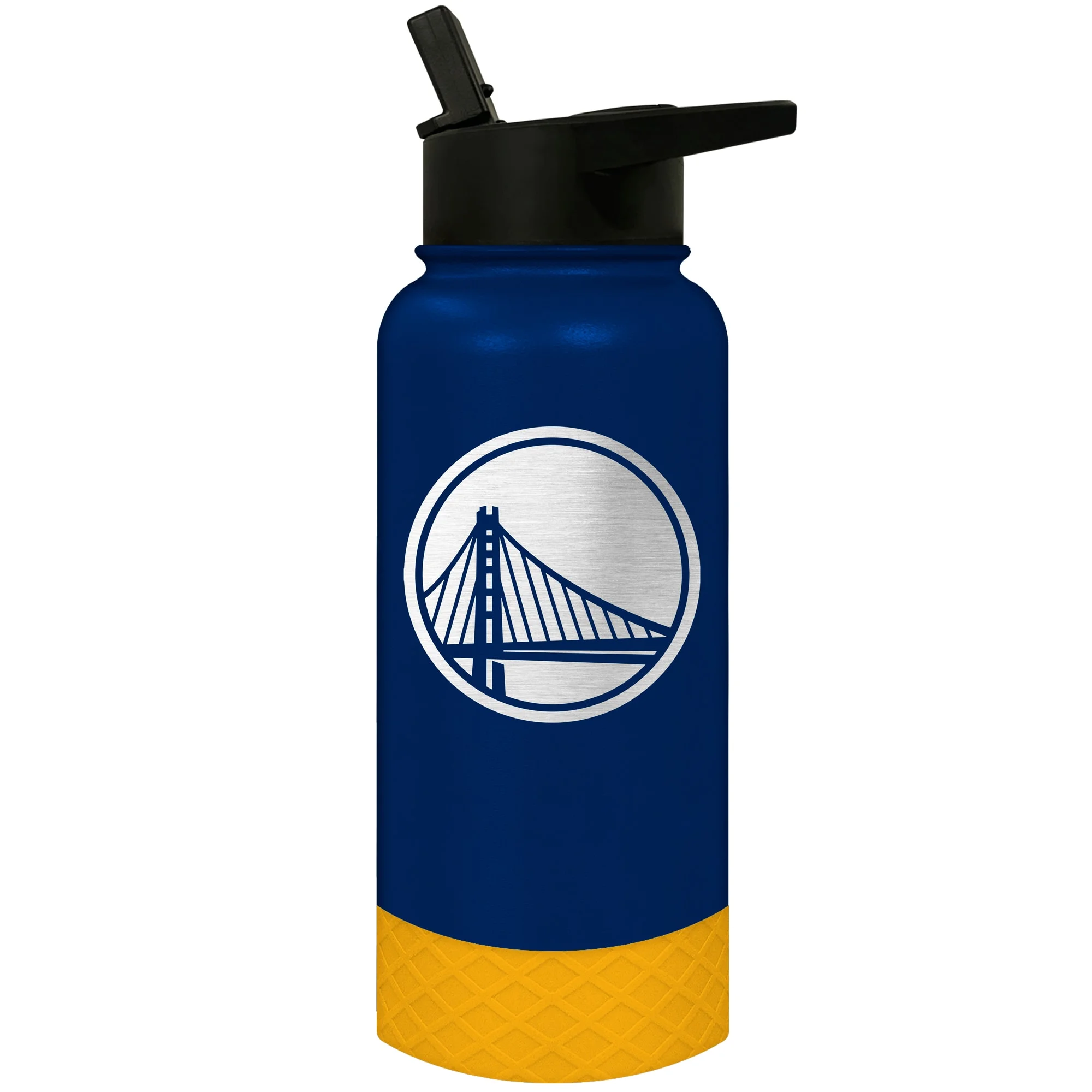 Golden State Warriors 32 oz Blue NBA Stainless Steel Water Bottle with Straw Lid