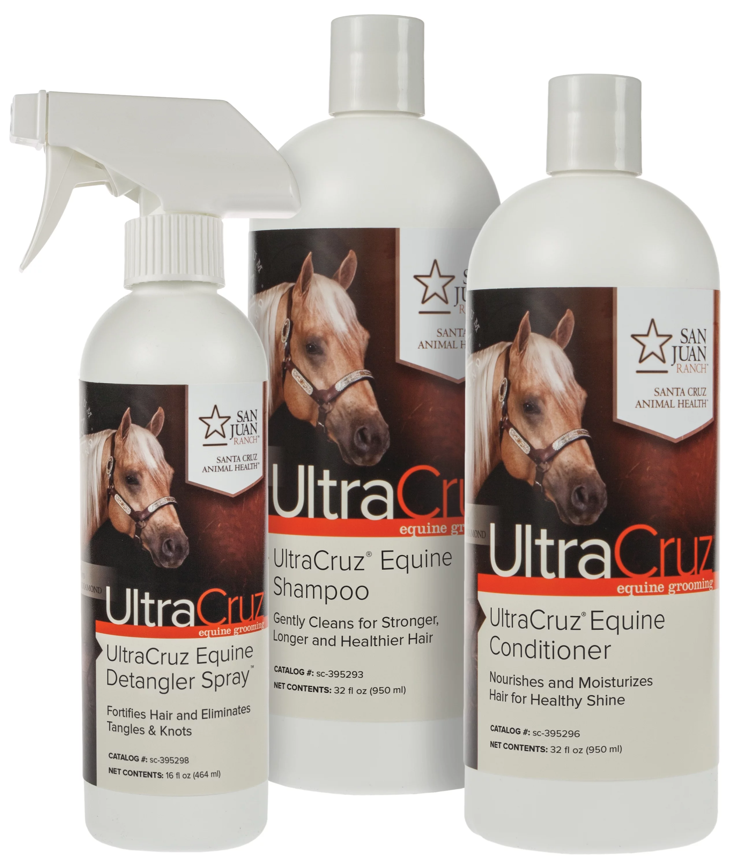 UltraCruz Equine Horse Shampoo and Conditioner Bundle, 32 oz each with 16 oz Detangler