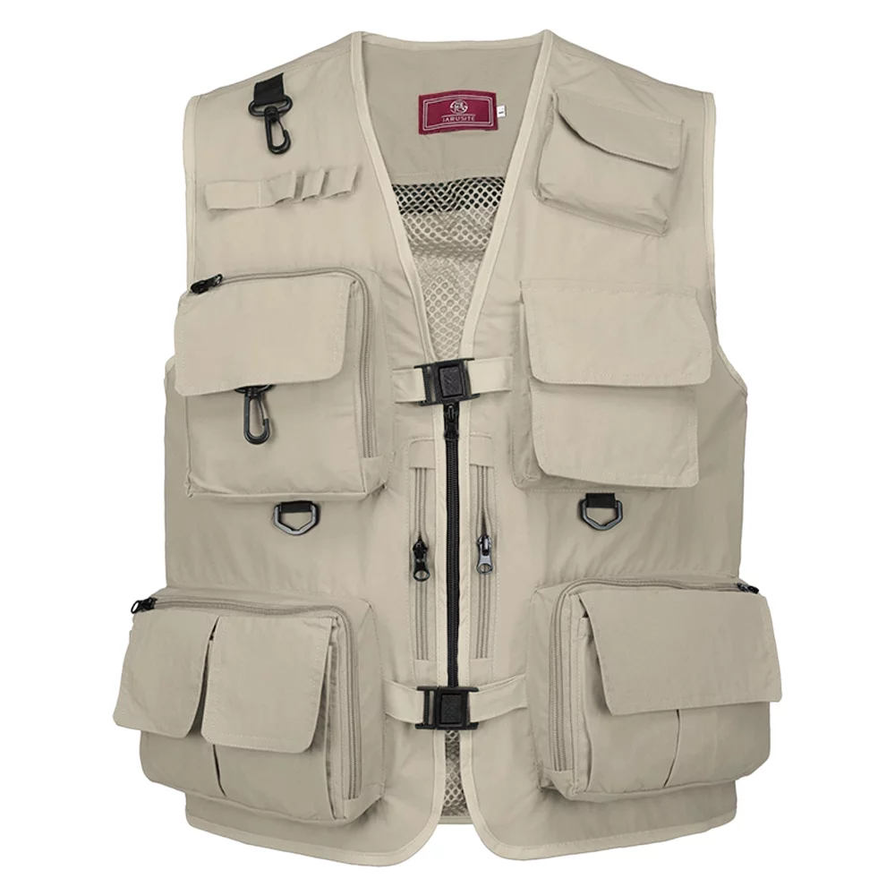 JARUSITE Waistcoat, Quick Dry Mesh Jacket, Multi-Pocket Vest for Summer Fishing Photography