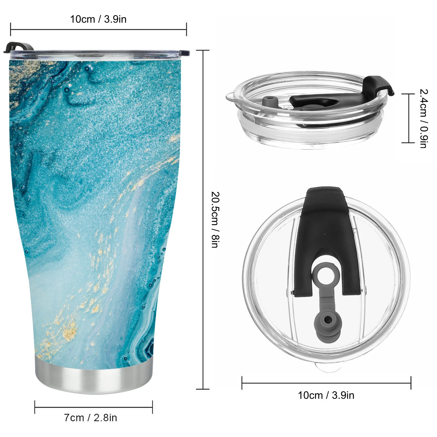 Hidove Stainless Steel Tumbler, Abstract Ocean 30oz Leak Proof & Stainless Steel Bottle for Hot & Cold Drinks - Coffee Travel Mug, Water Metal Canteen, Thermal Cup