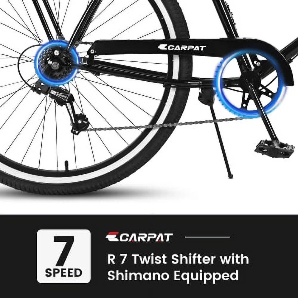 S26205 Adult Beach Cruiser Bike,7 Speed Bicycles, Multiple Colors,26