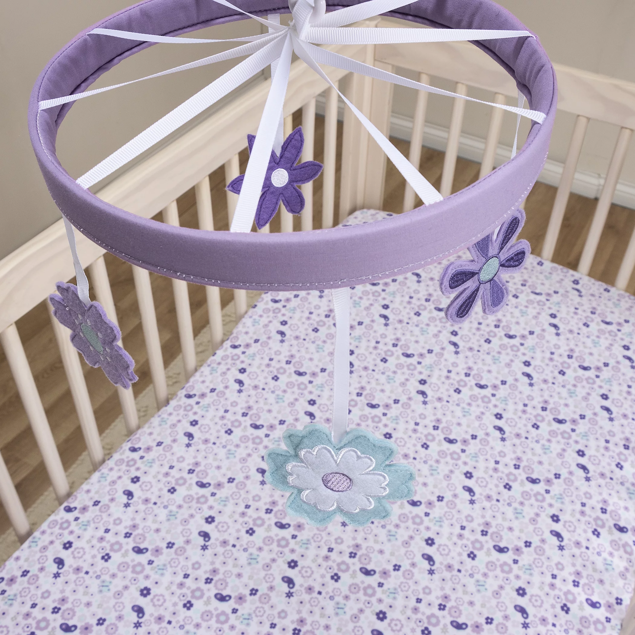 Sammy & Lou Lilac Flowers Musical Crib Mobile