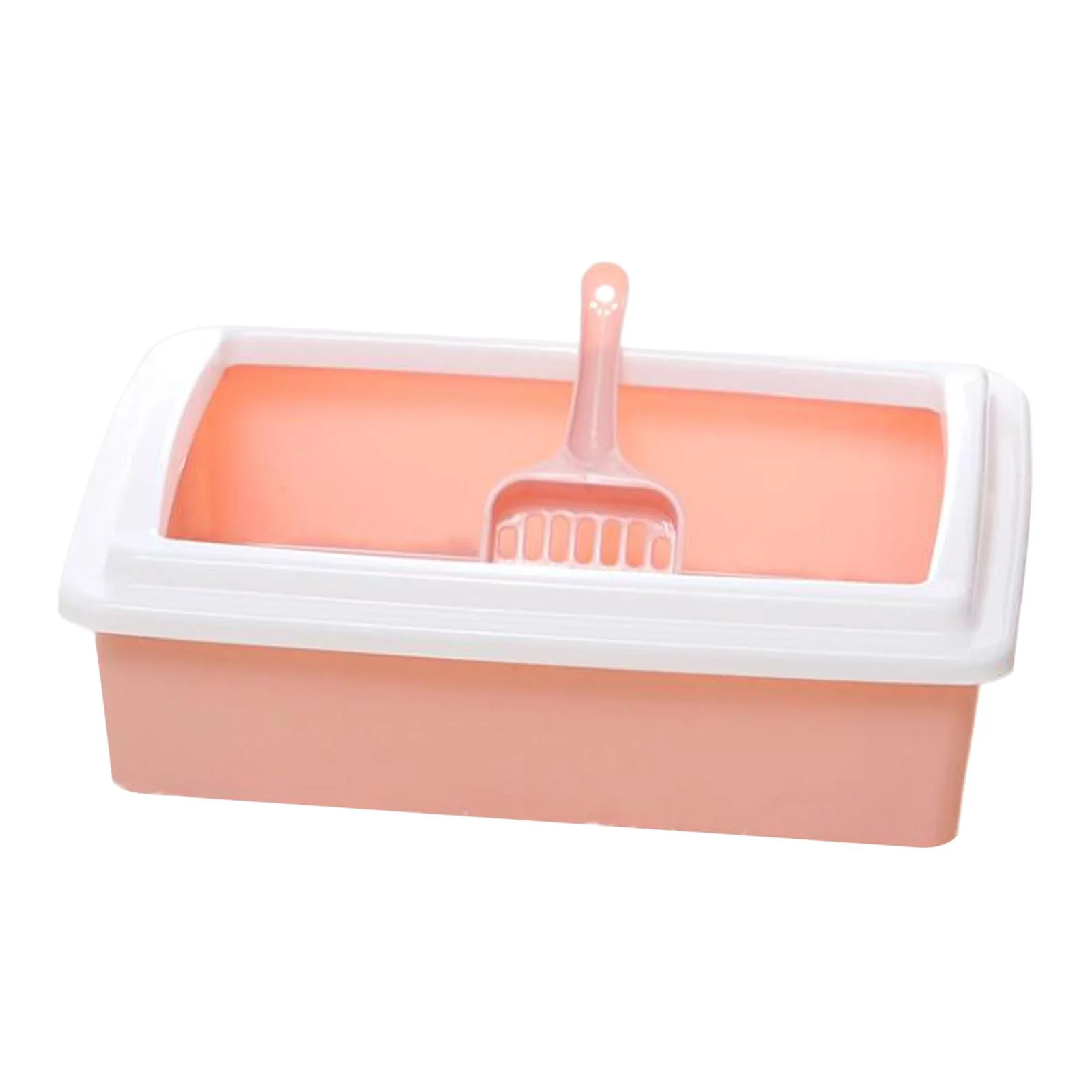 Pet Small Cat Toilet with Scooper Bunny Rectangle Potty Trainer, Corner Pet Pan for Small Animal/Rabbit/Guinea Pink