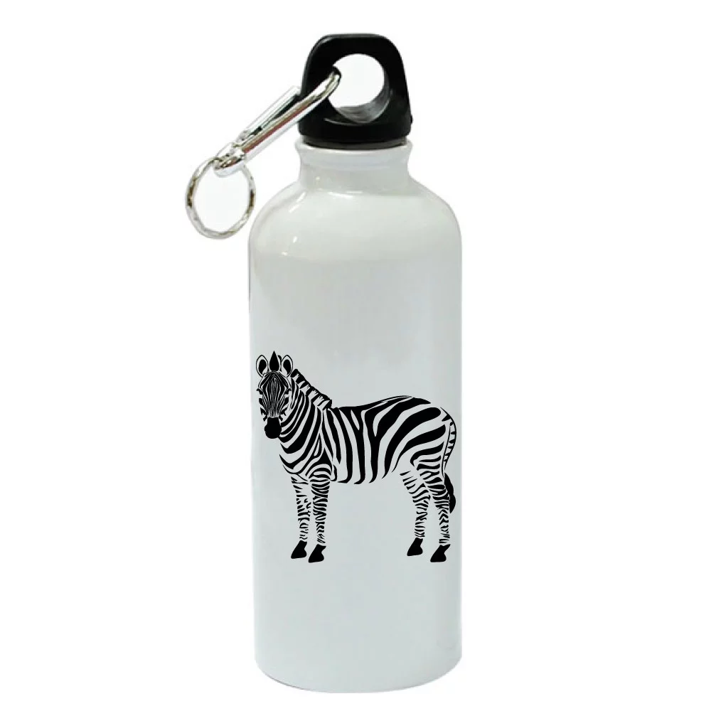 Zebra Silhouette White Aluminum Sports 20 oz Water Bottle