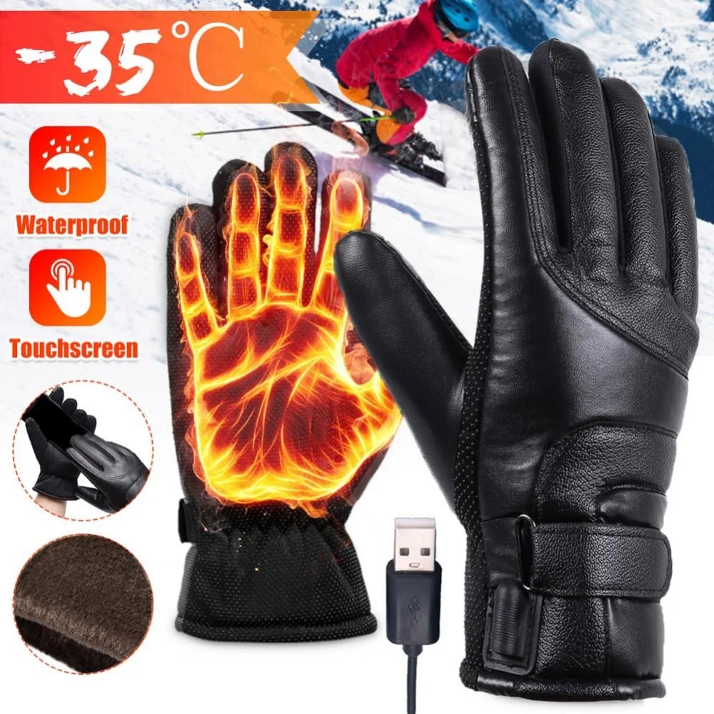 Morttic Unisex Electric Heated Gloves, 3 Heated Setting Touch Screen Winter Warm Waterproof Gloves for Cycling,Motorcycle Outdoor Sport