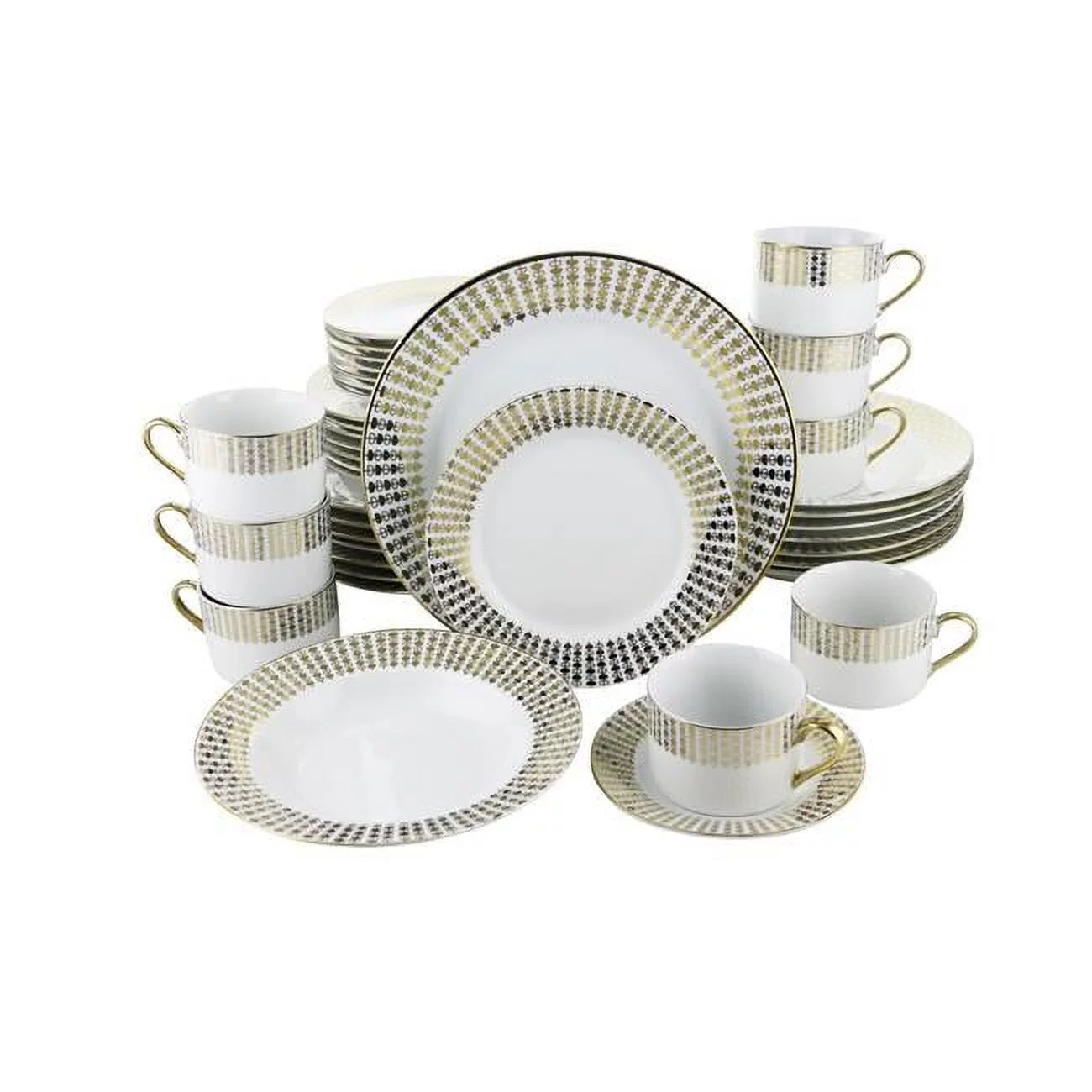 Three Star Import & Export YL7620 Dinnerware Set, Gold Hearts - 40 Piece