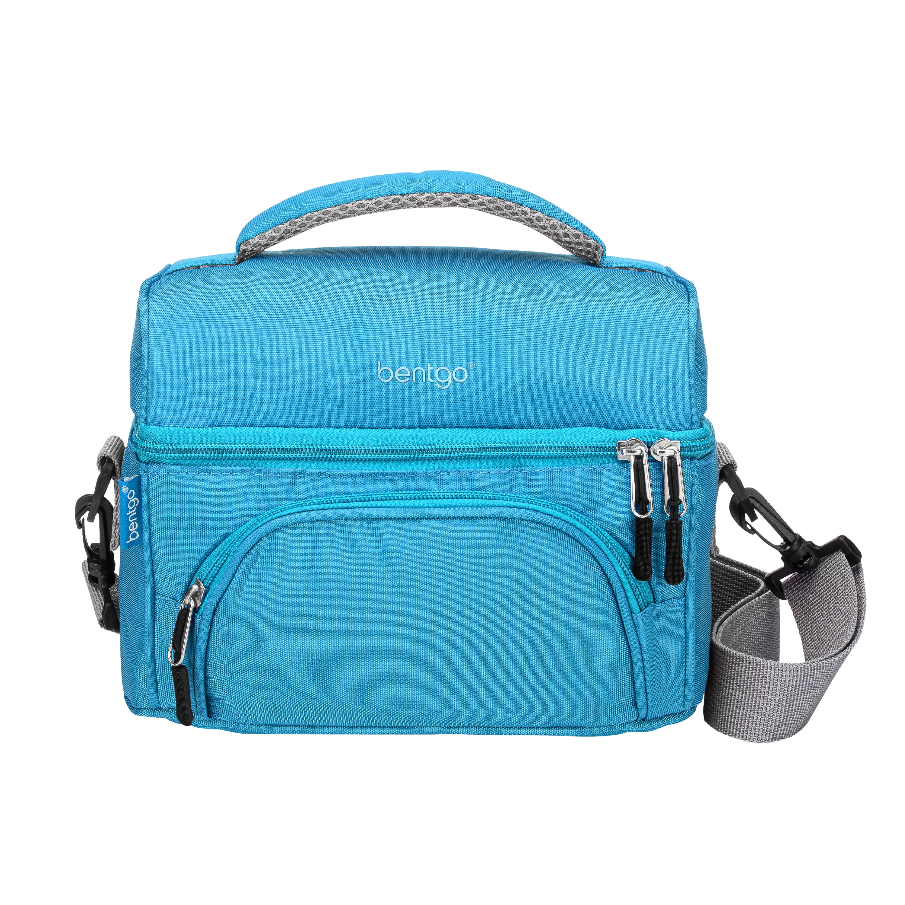Bentgo Deluxe Lunch Bag - Durable and Insulated Lunch Tote with Zippered Outer Pocket, Internal Mesh Pocket, Padded & Adjustable Straps, & 2-Way Zippers - Fits Most Bentgo Lunch Boxes (Blue)
