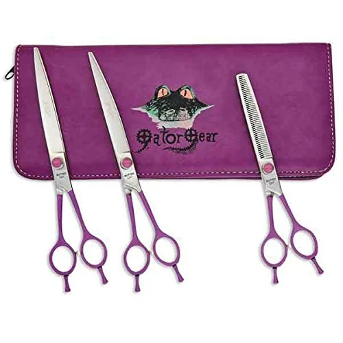 Gator Gear Shear Kits Reversible Left & Right Handed Dog Grooming Tools 3 Pieces(8.5 Inch)