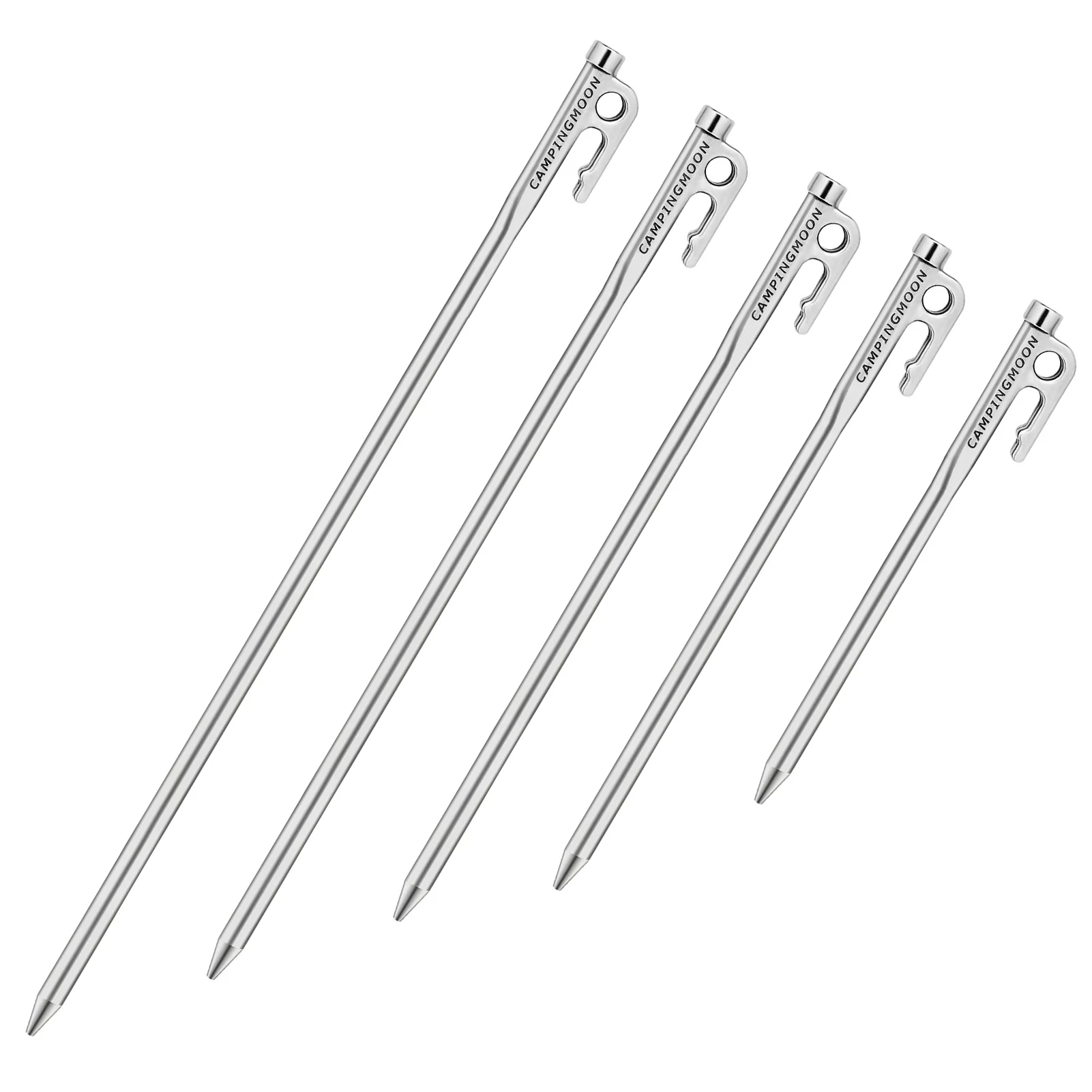 Tomfoto Heavy Duty Steel Tent Stakes Pegs with Hook and Hole Design for Outdoor Backpacking Camping Tent Canopy