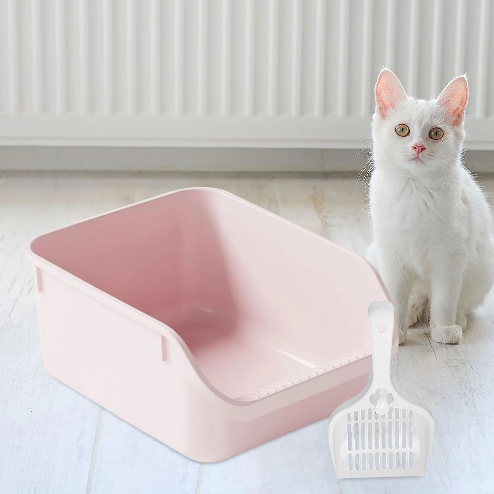 TOOYFUL Cat Toilet Sand Box s Litter Litter Container High Sided Easy Carry Kitty Litter Pan Cat Litter Toilet pink