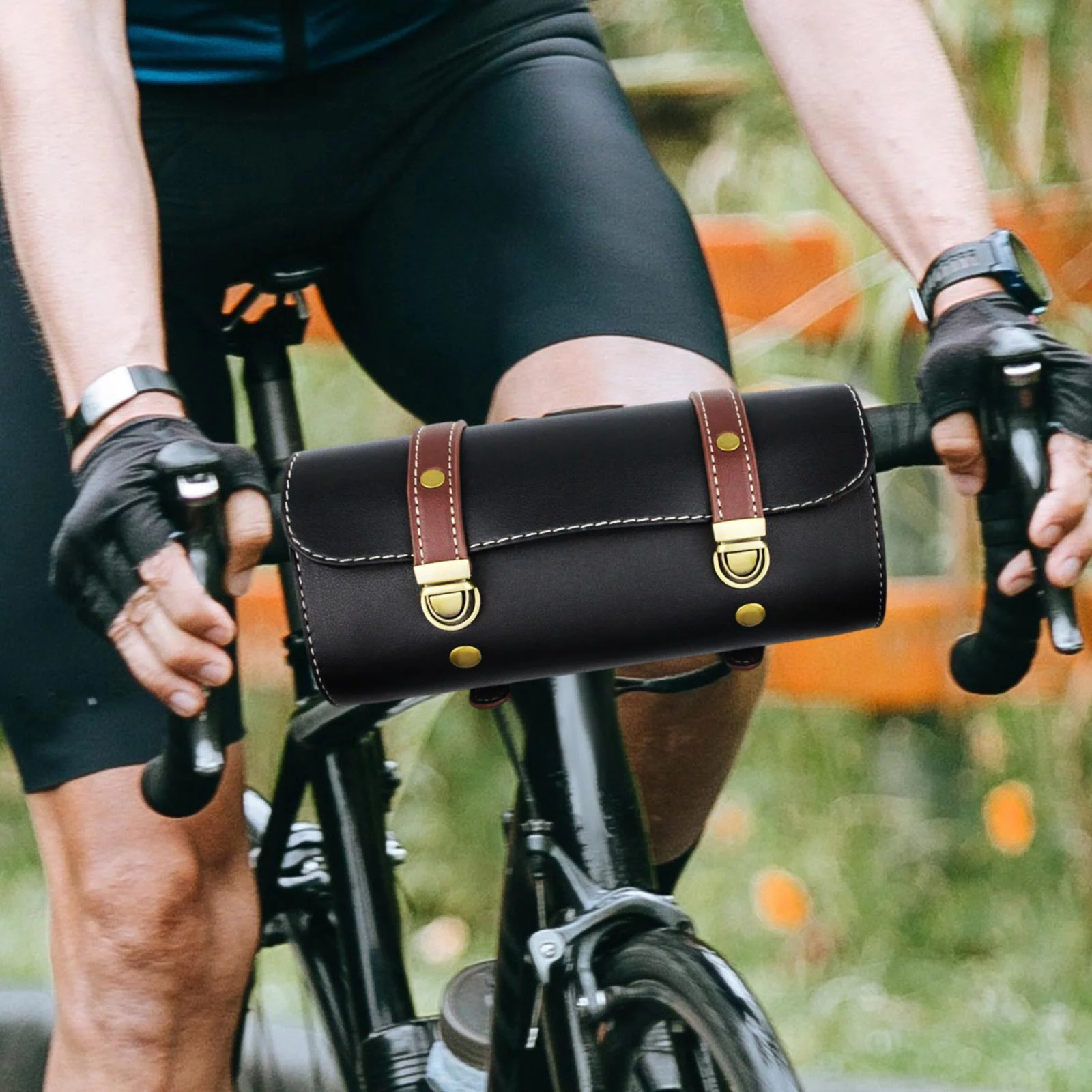 Motorcycle Fork Bag Buckle Closure Waterproof Storage Bag Fits for Bike Black