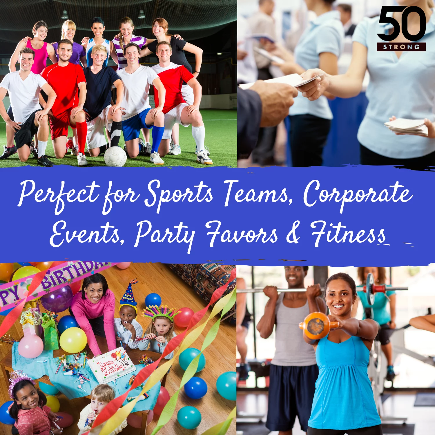 50 Strong Black Sports Squeeze Water Bottles - Set of 6 - Team Pack – 22 oz. BPA Free Bottle Easy Open Push/Pull Cap