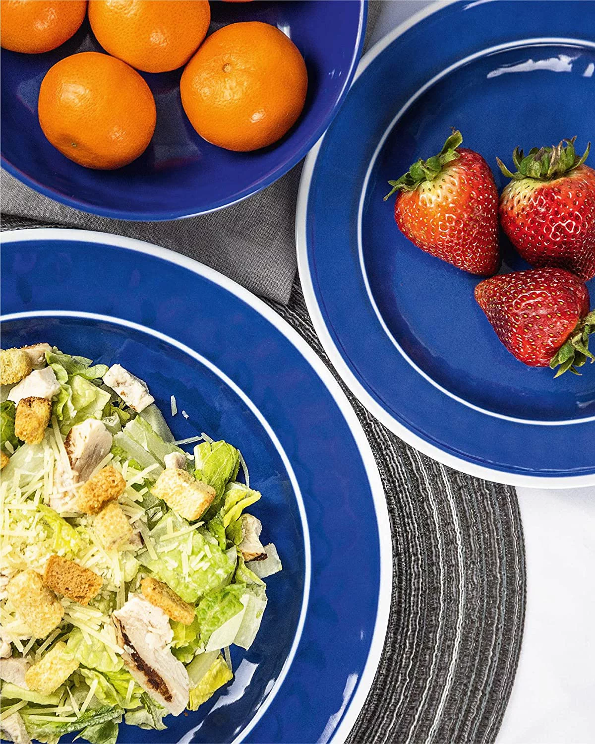 Craft & Kin Melamine Dinnerware Set - Sea Blue, Round (12 Piece Set)