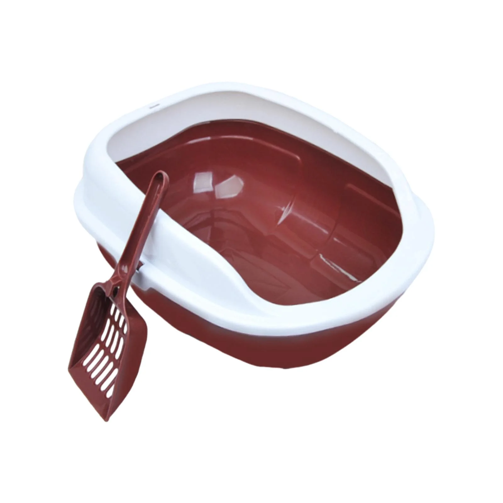 TOOYFUL Open Top Pet Litter Tray, Cat , Kitten Potty Toilet for All Kinds of Cat Litter Portable Cat Potty with High Side Coffe