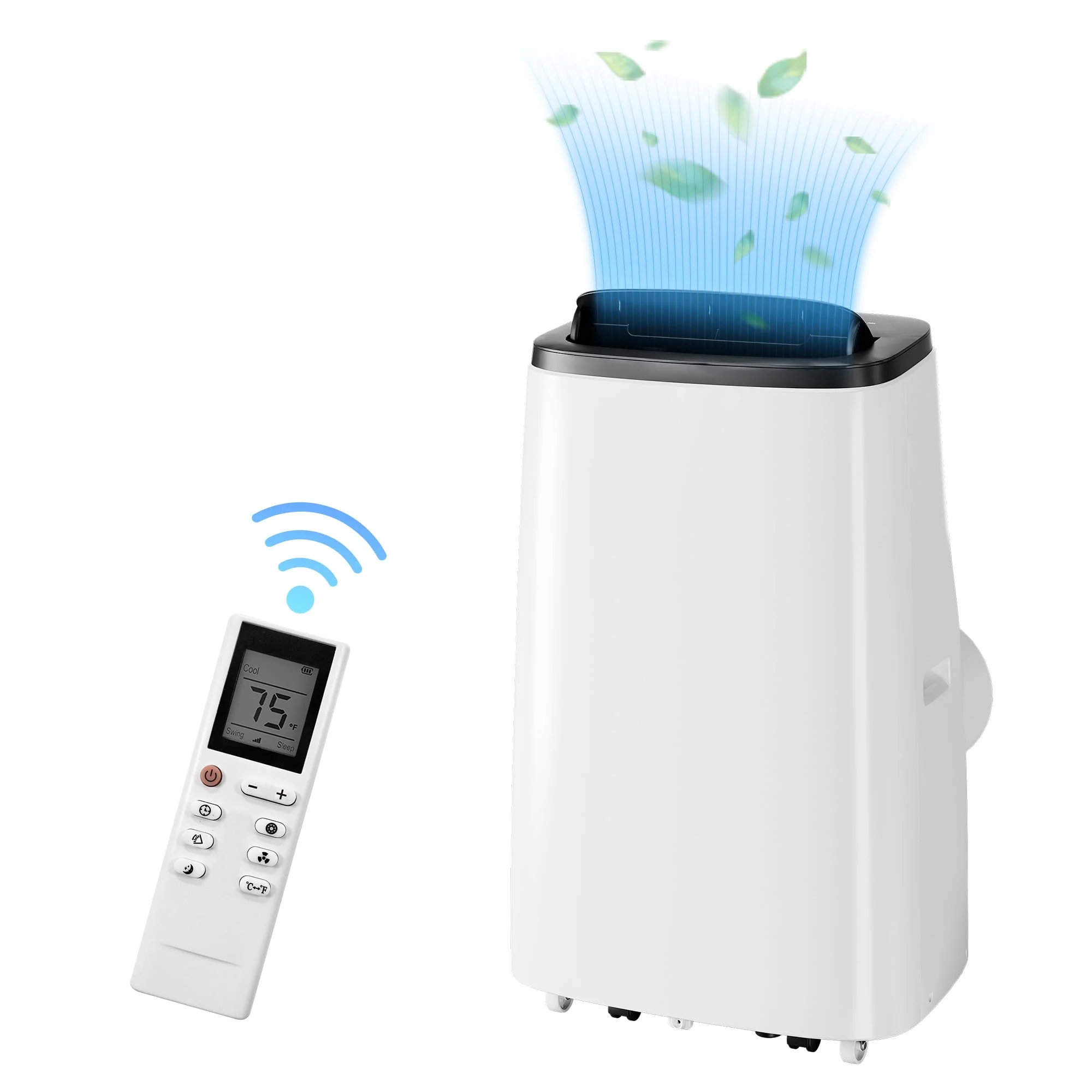 Portable Air Conditioner 14000 BTU (ASHRAE)/9300 BTU (DOE) with Dehumidifier, Fan, Remote Control - Quiet Floor AC Unit for Rooms up to 700sq ft - 3-Speed Wind & Night Light for Bedroom, Home Office