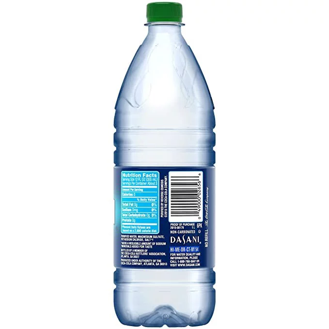 Dasani Water, Purified and Enhanced With Minerals, 33.8 Fl Oz(1L) Pack of 6 Bottles