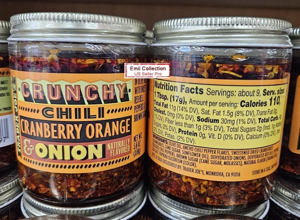 Trader Joe's Crunchy Chili Cranberry Orange Onion 5.6oz 159g (2 Bottles)