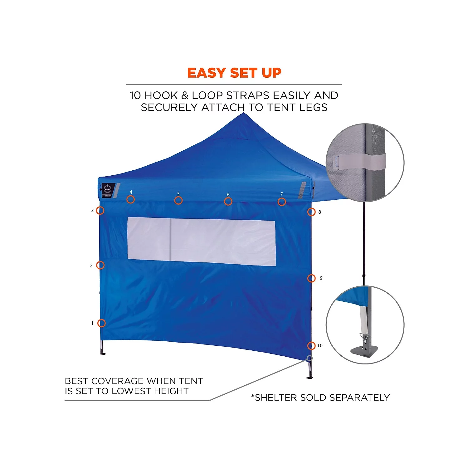 Ergodyne SHAX 6092 Pop-Up Tent Sidewall with Mesh Window Blue (12987)