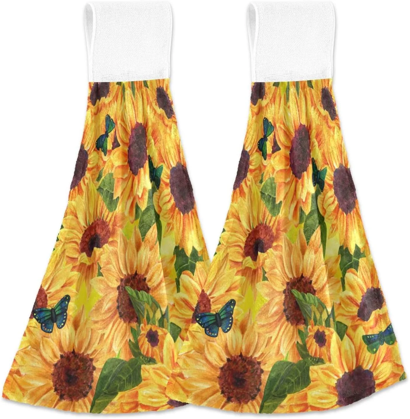 Hyjoy Hanging Kitchen Towel 12 x 17 Inch Sunflower-g Towel Set 2 Pieces of Dry Towels for Kitchen, Bathroom, Laundry Room Table