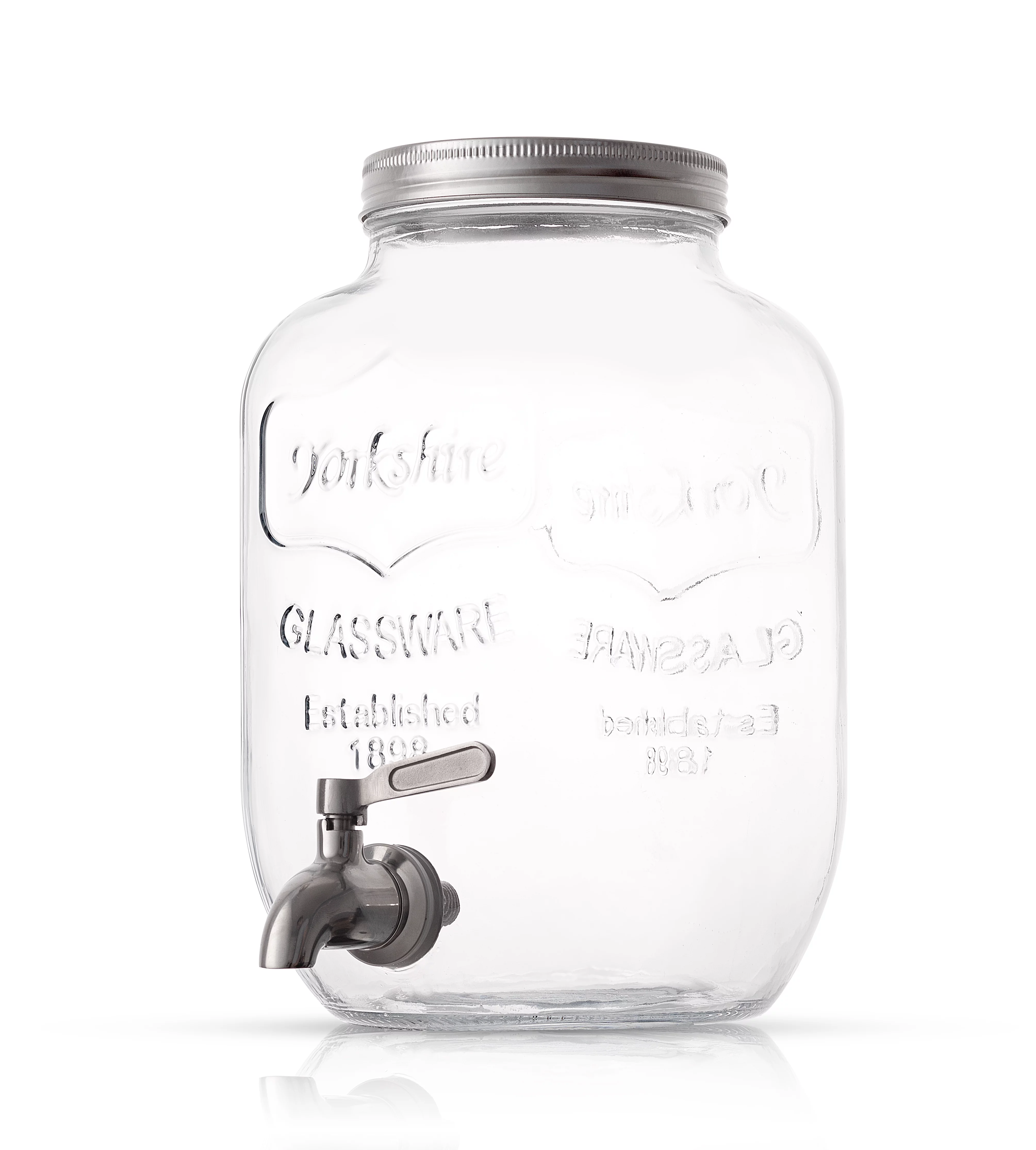 JoyJolt 1 Gallon Clear Glass Drink Dispenser with Spout PLUS Bonus Ice Infuser, & Fruit Infuser