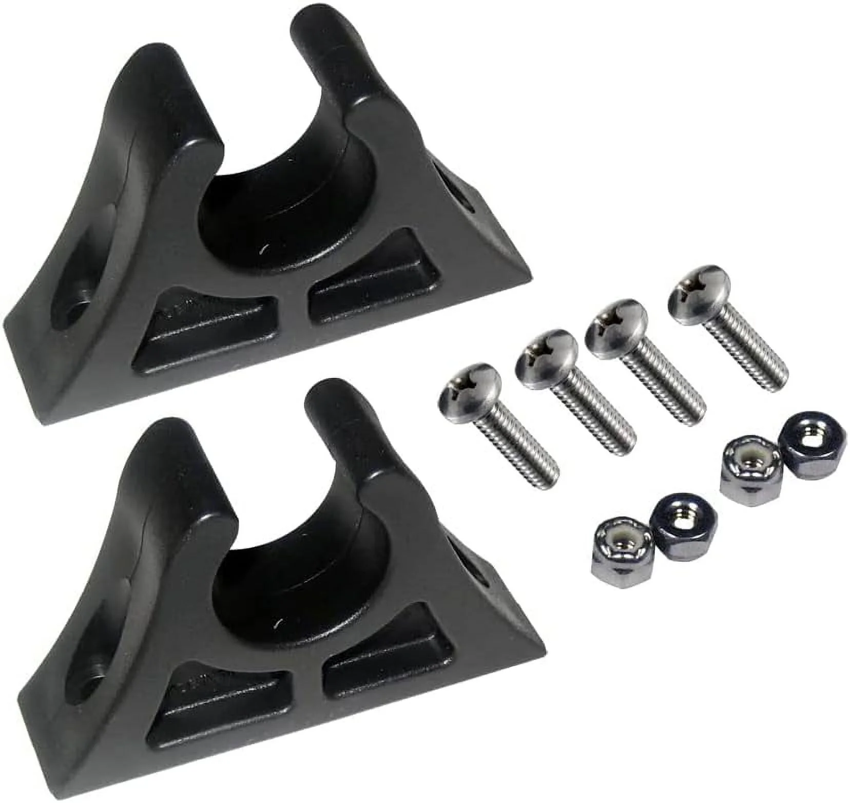 Canoe Kayak Paddle Holder Clips - Black With Mounting Hardware