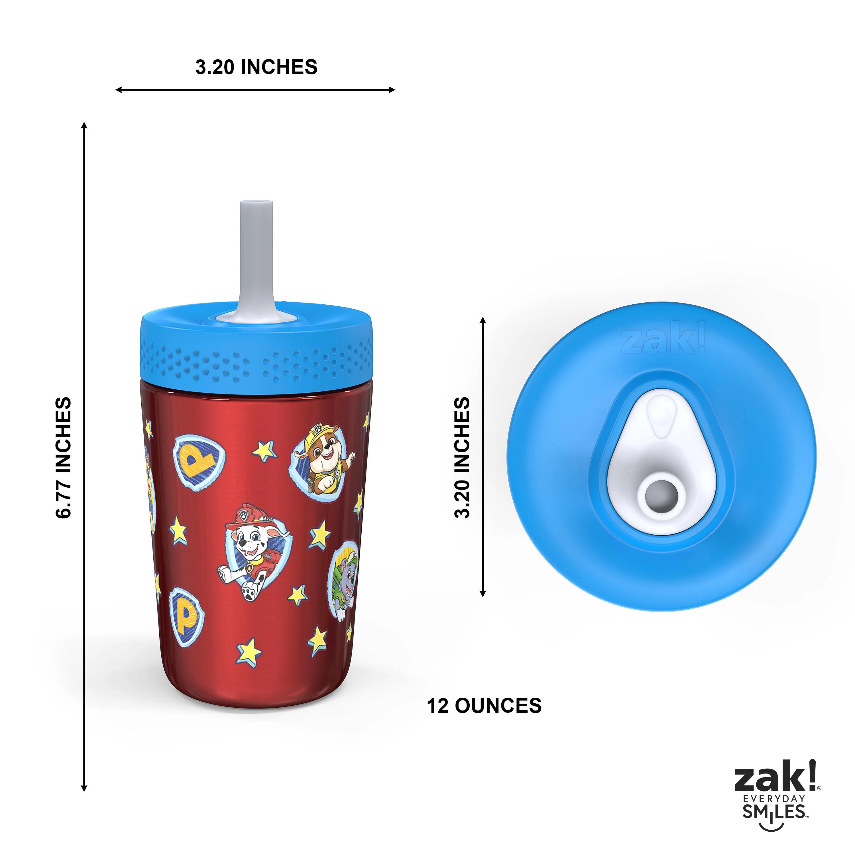 Zak Designs PAW Patrol Kelso Toddler Cups For Travel or At Home, 12oz Vacuum Insulated Stainless Steel Sippy Cup With Leak-Proof Design is Perfect For Kids