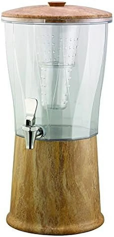 CBDRT3MBSS Beverage Dispenser, 3 Gallon, Stainless Steel With Infuser Tube And Stainless Steel Spigot, Travertine Marble