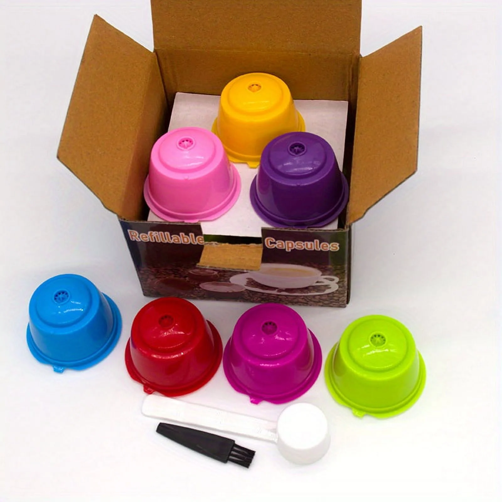 7pcs Reusable Coffee Capsule Filter Cup For Nescafe Dolce Gusto Refillable Caps Spoon Coffee Strainer Tea Basket Kitchen Accessories