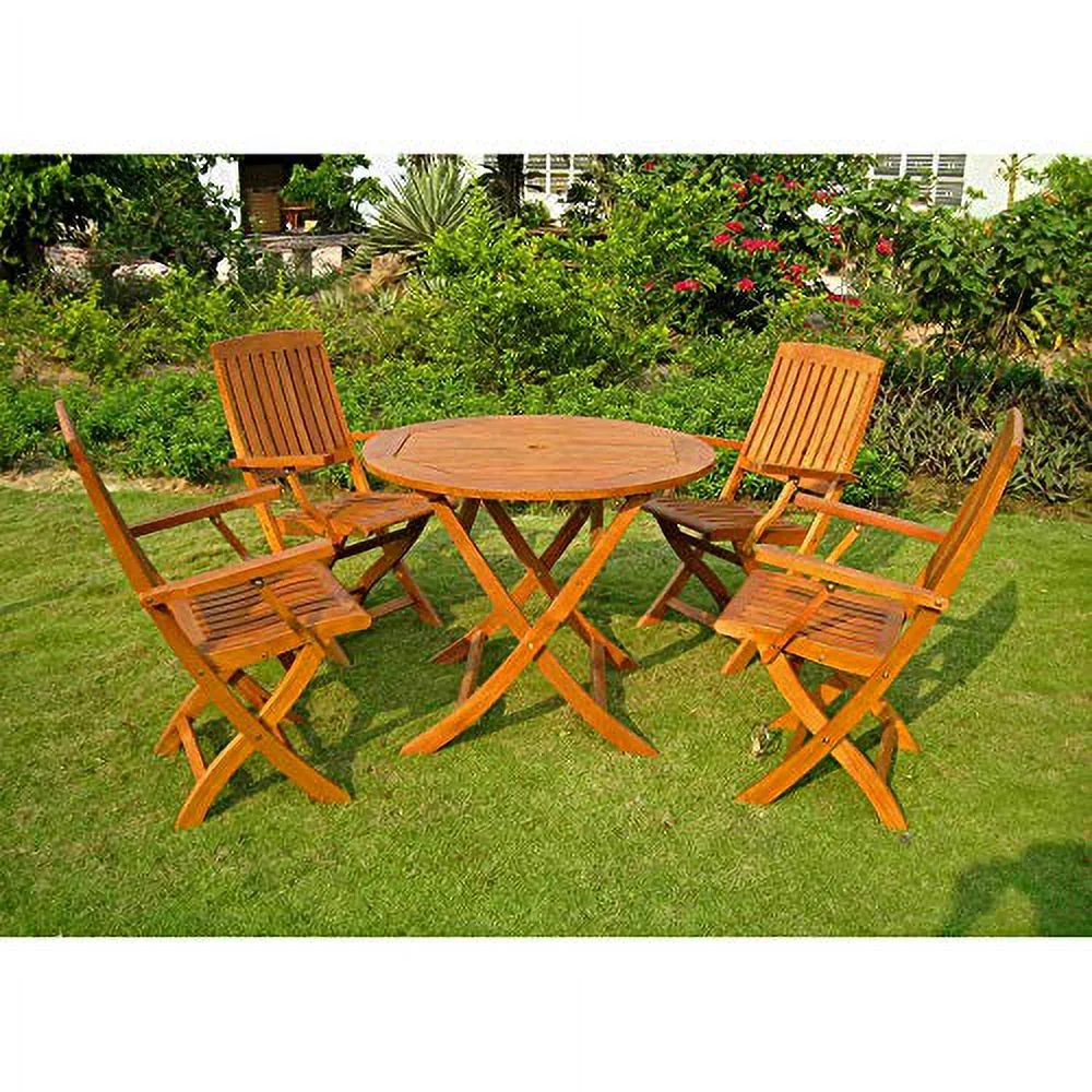 International Caravan Royal Tahiti Antigua Balau Wood 5 Piece Patio Dining Set