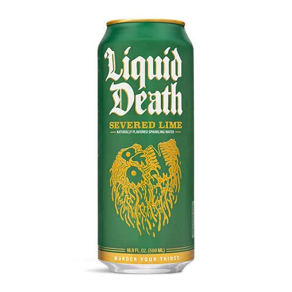 Liquid Death Sparkling Water Severed Lime , 16.9 Fl Oz, Quantity of 4 Cans