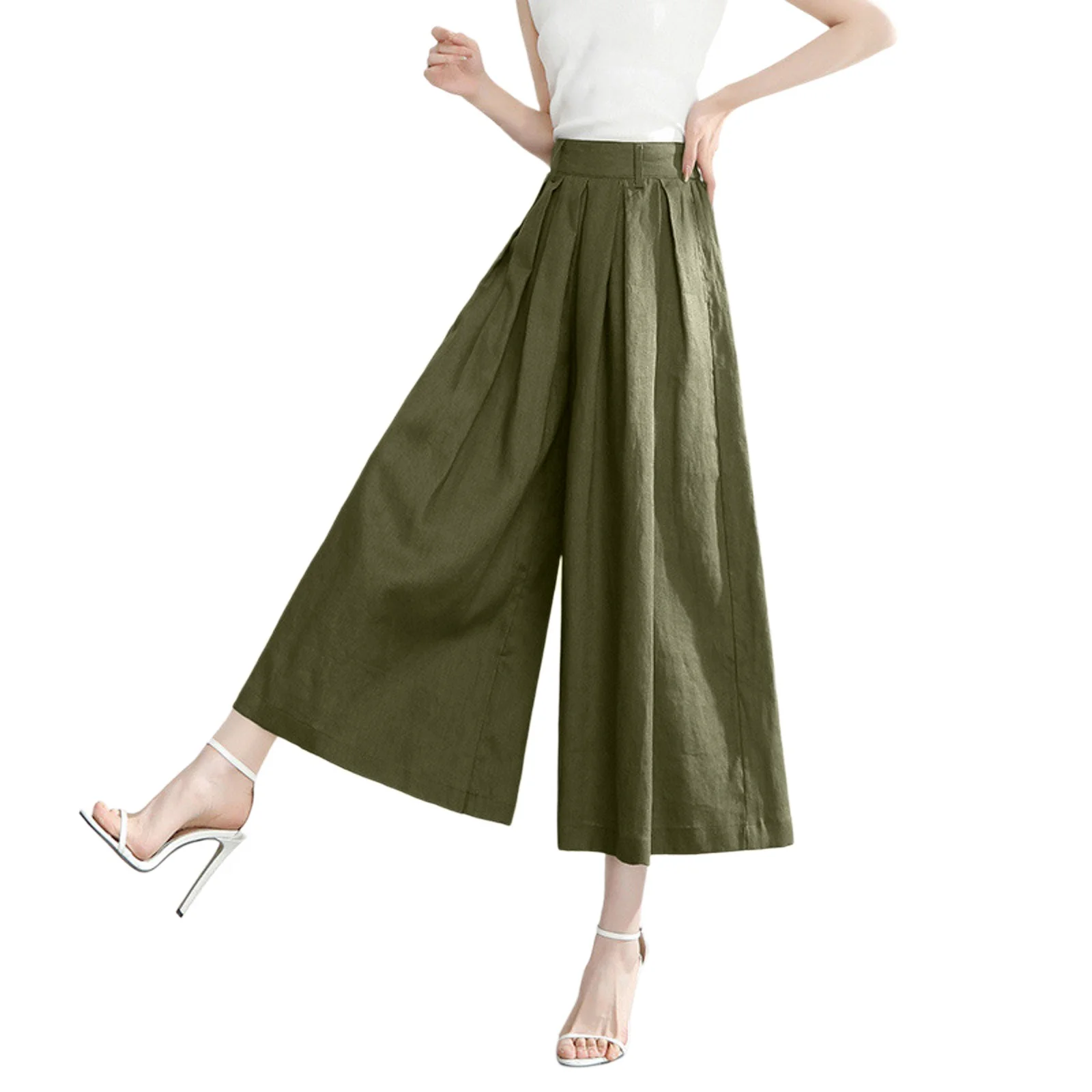 adviicd Women's Wide Leg Pants High Waisted Travel Lounge Pants with Pockets Pants for Women Plus Size(Green,XXXL)