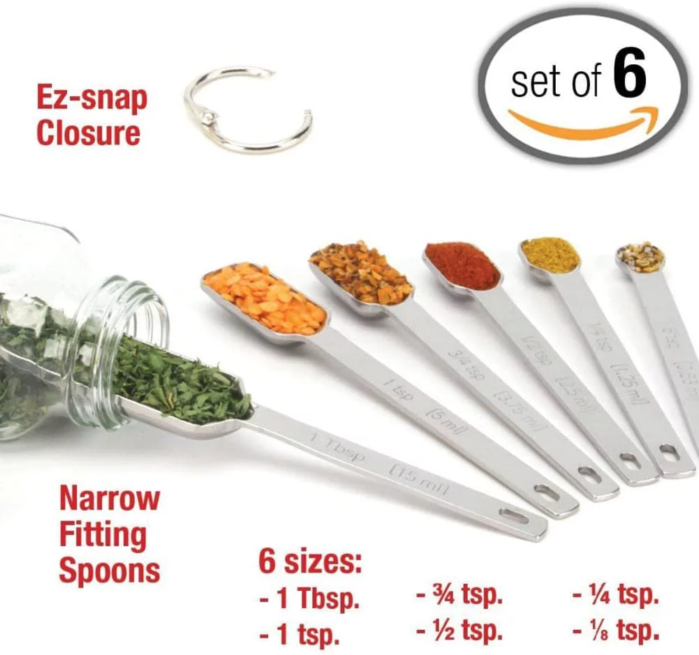 stainless steel measuring cups and spoons set Narrow Mouth Spice Jars Commercial Chef's Quality for Baking and Cooking metal measuring spoons tablespoon measure spoon，for Spices and Condiments