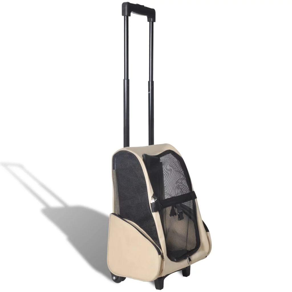 Dcenta Foldable Multipurpose Pet Trolley Beige