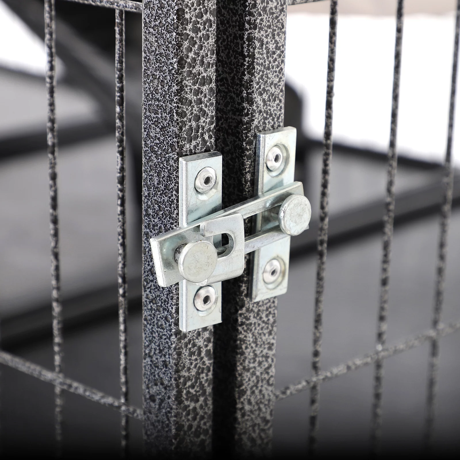 Pawhut 50” 4 Tier Steel Plastic Small Animal Pet Cage Kit with Wheels, Silver Gray Hammertone