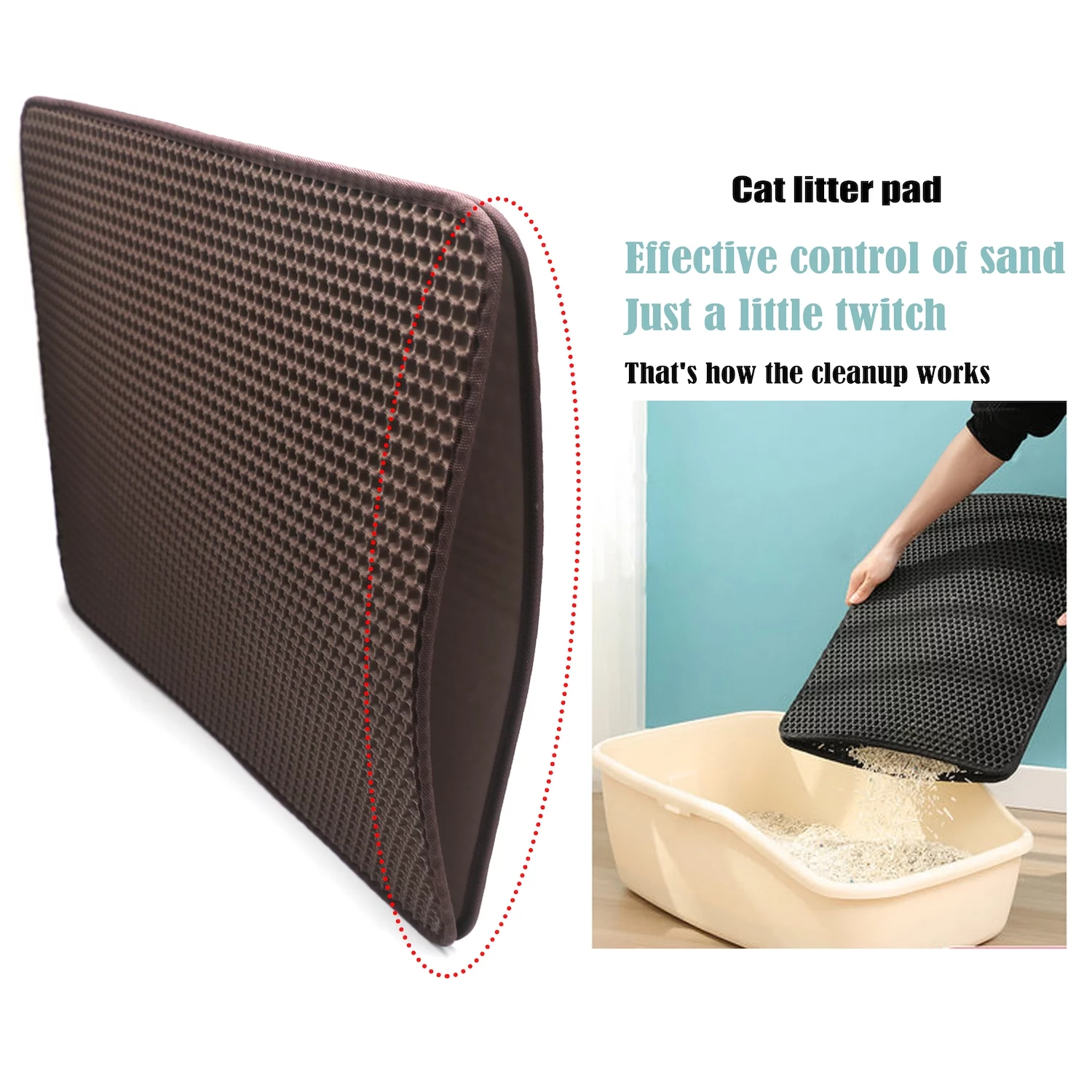 65X55 Brown Cat litter Mat Double Layer Pad Trapper Folding Pad EVA Foam Rubber