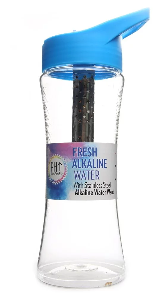 New Wave Enviro Products - Fresh Alkaline Water Bottle with Stainless Steel Water Wand Blue - 700 ml.