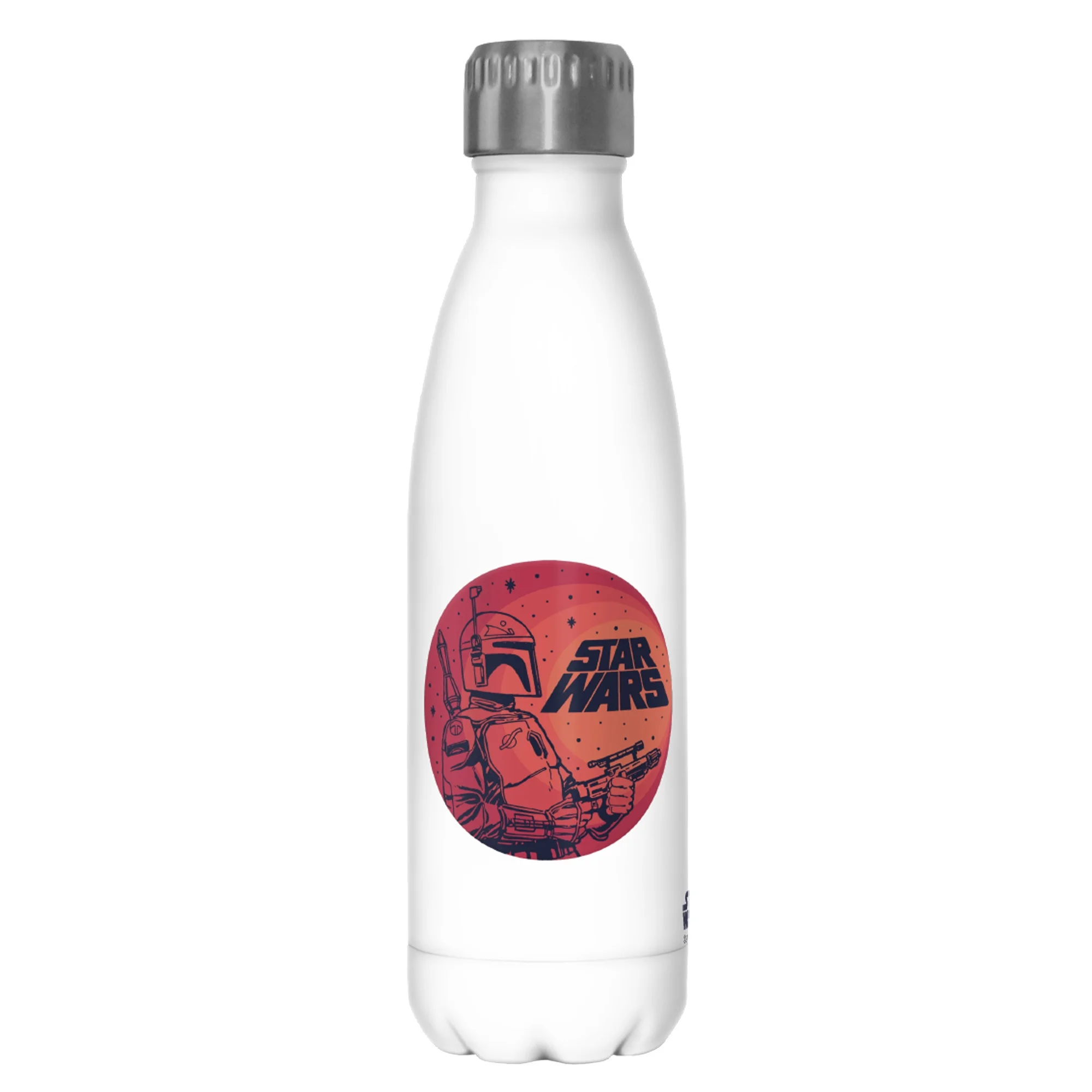 Star Wars Boba Fett Retro Circle  Stainless Steel Water Bottle White 17 oz.