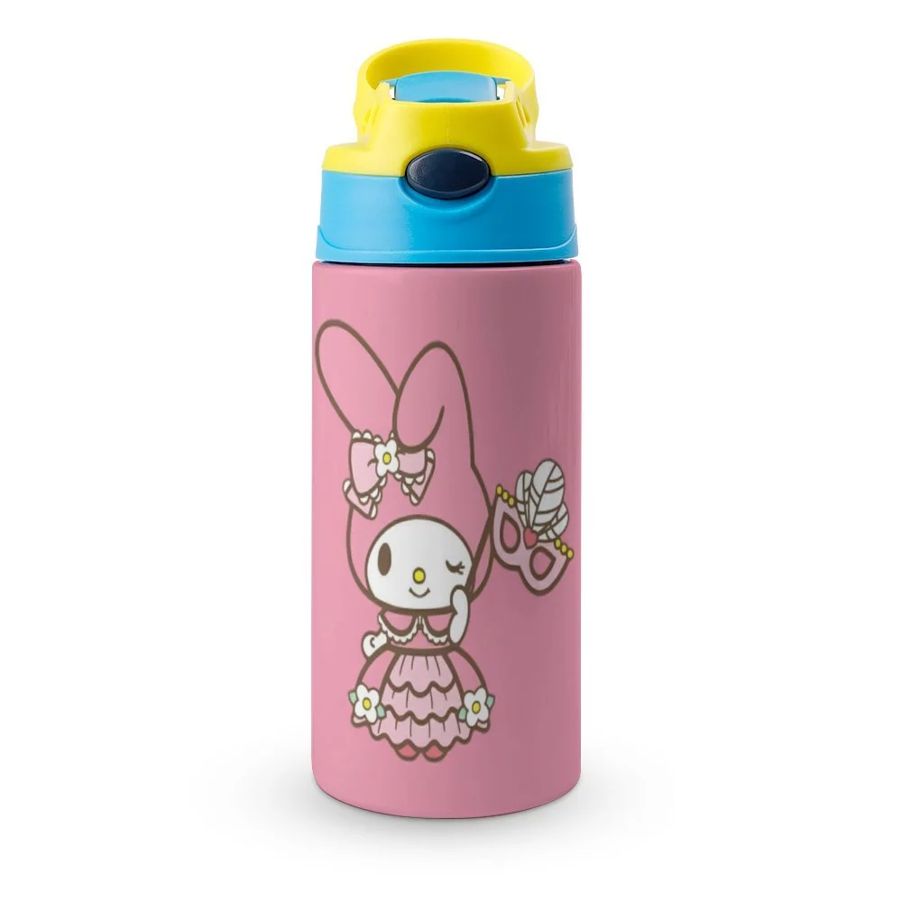 Smile My Melody Children's Water Bottle Vacuum Insulated Stainless Steel Cup With Straw Toddler Thermoses