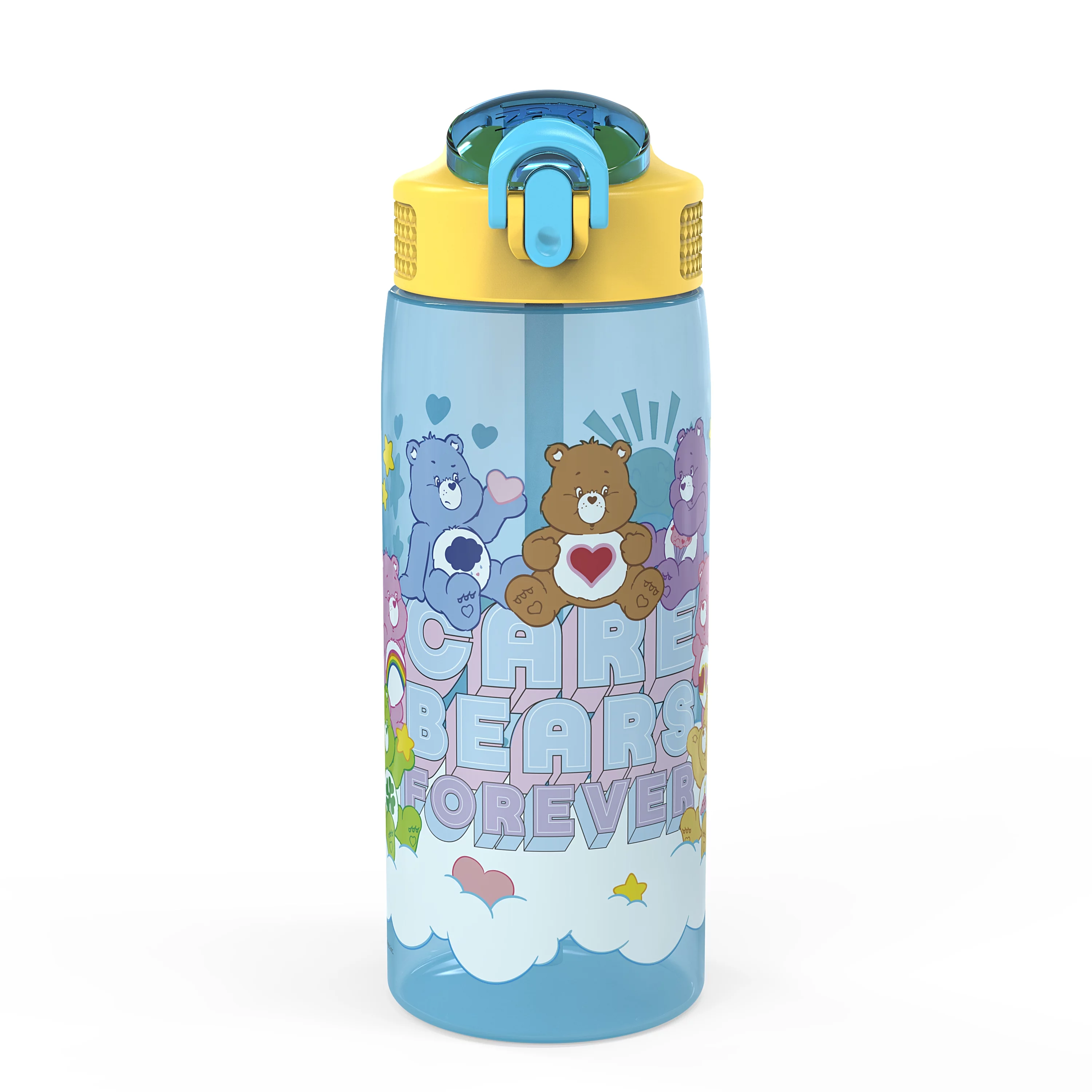 Zak Designs Care Bears 25 Fluid Ounce Plastic Water Bottle with Straw, Care Bears Forever