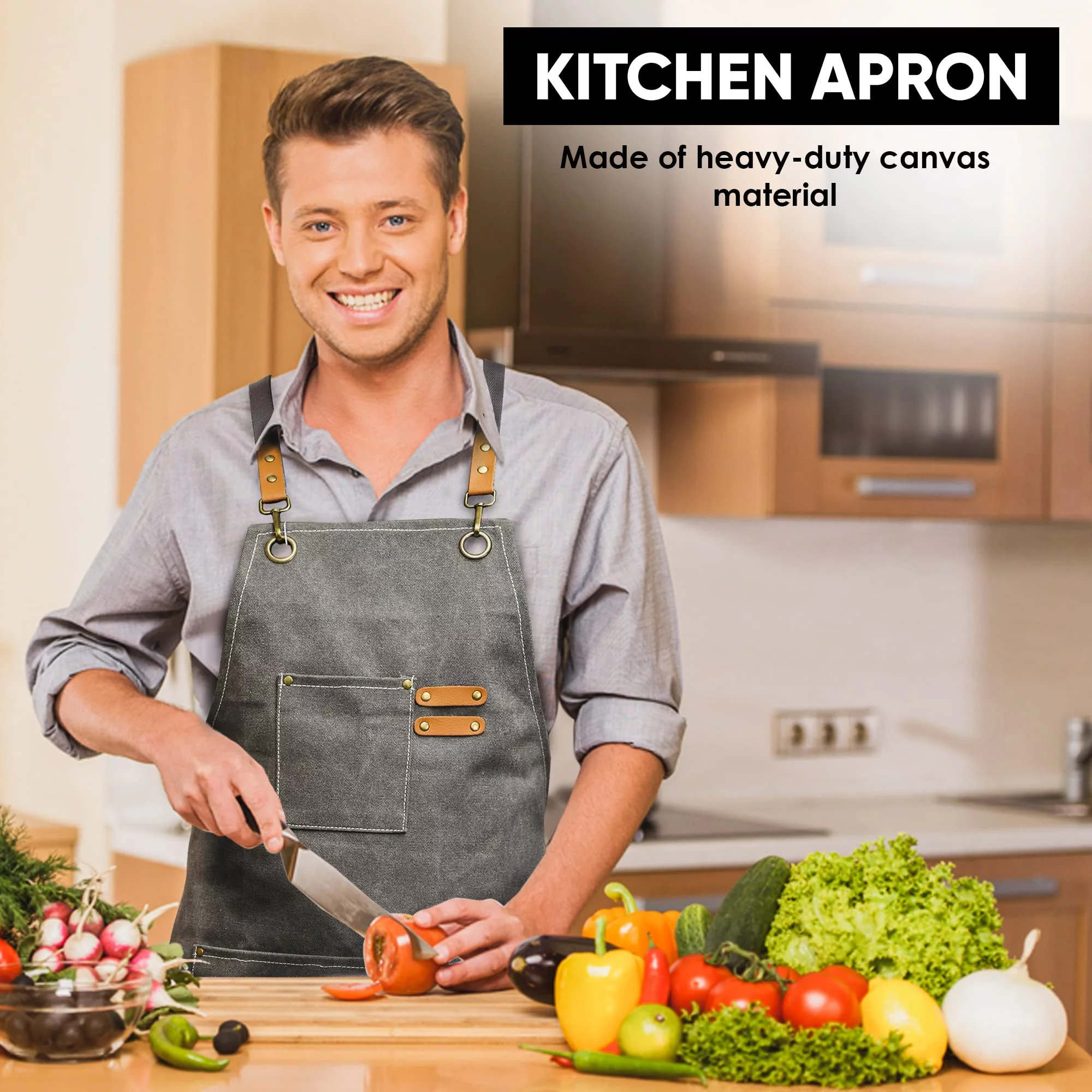 URBAN SOMBRERO Tipsee Chef Kitchen Apron with 3-Pocket Pink Canvas Utility Apron for Cooking, BBQ, Grilling, Welding, Carpentry, Mechanics