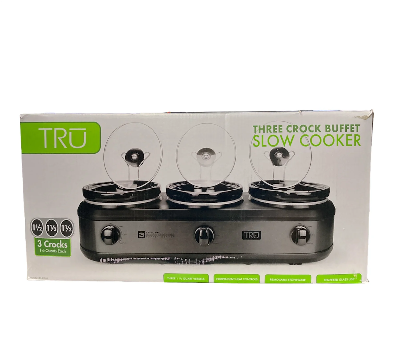 TRU Three 1.5 Quart Crock Buffet Slow Cooker, Black