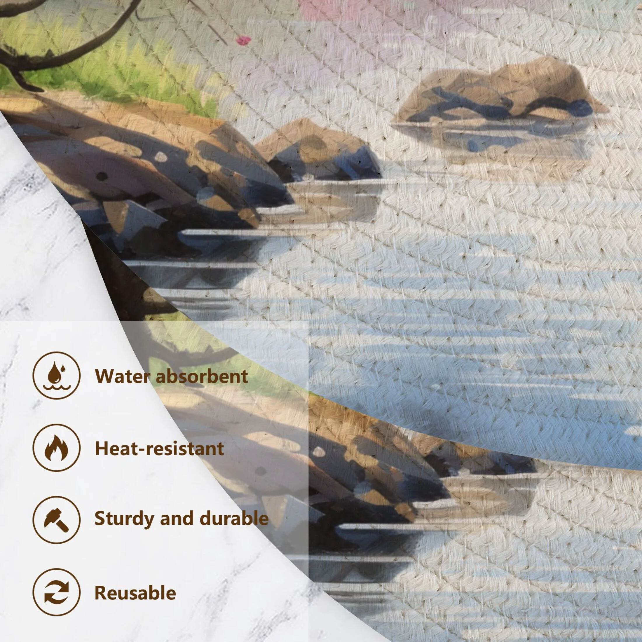 Abstract Flowers and Trees 3 PCs Pot Holders Trivets Kitchen 15