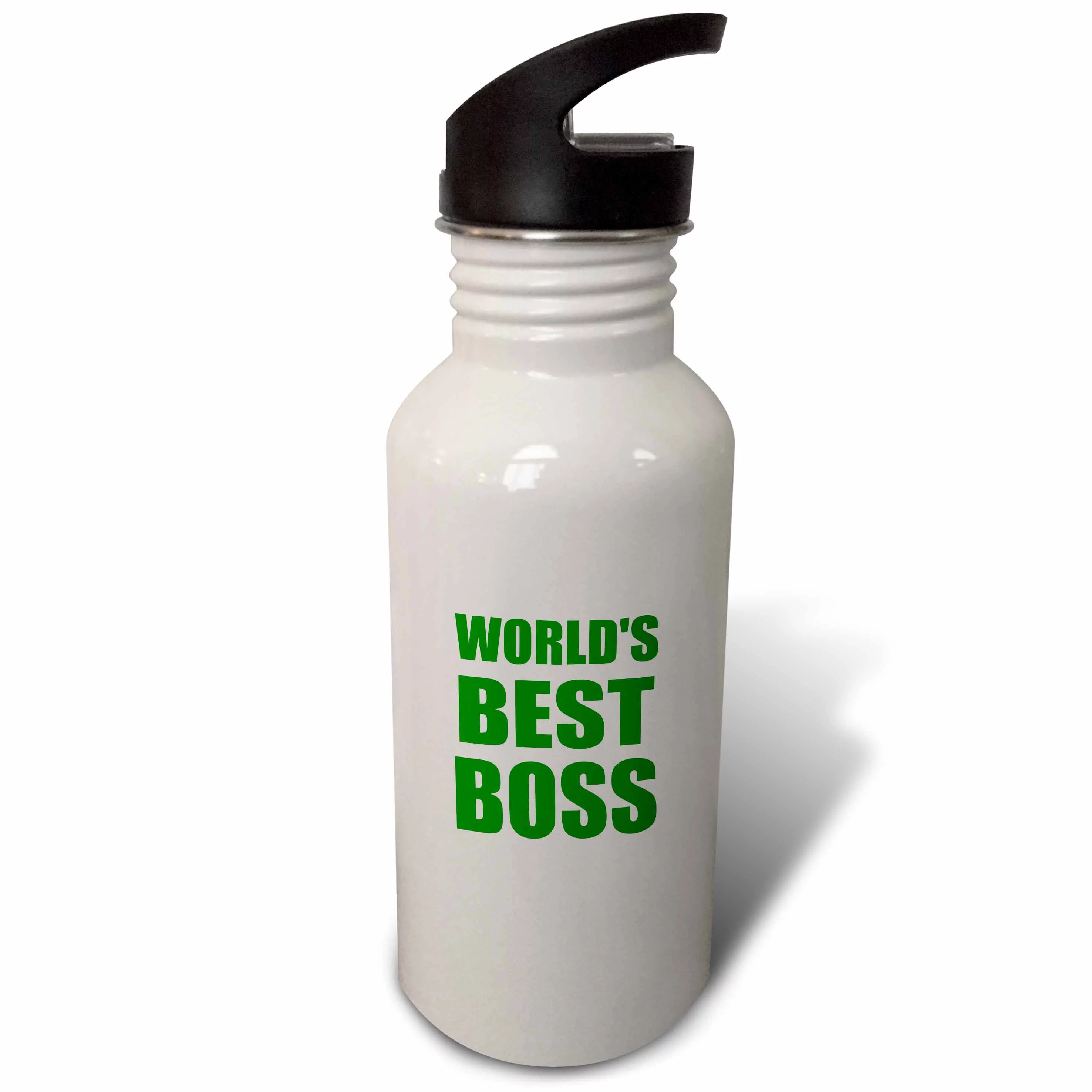 3dRose Worlds Best Boss - green text - great design for the greatest boss, Sports Water Bottle, 21oz