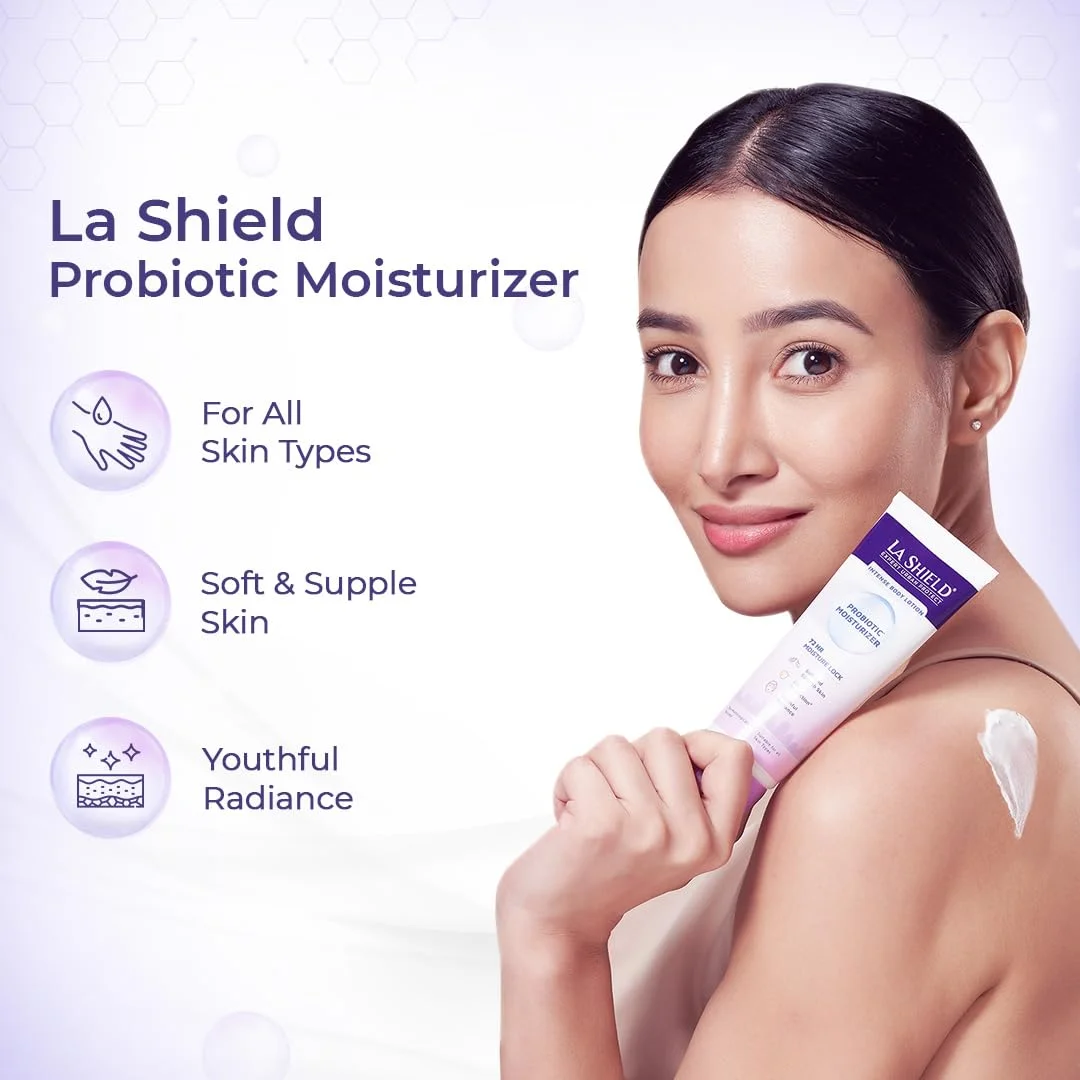 La Shield Probiotic Moisturizer Body Lotion | Restores Skin Microbiome | 72 Hr Hydration | Soft & Supple Skin | For All Skin Types | 200 Ml