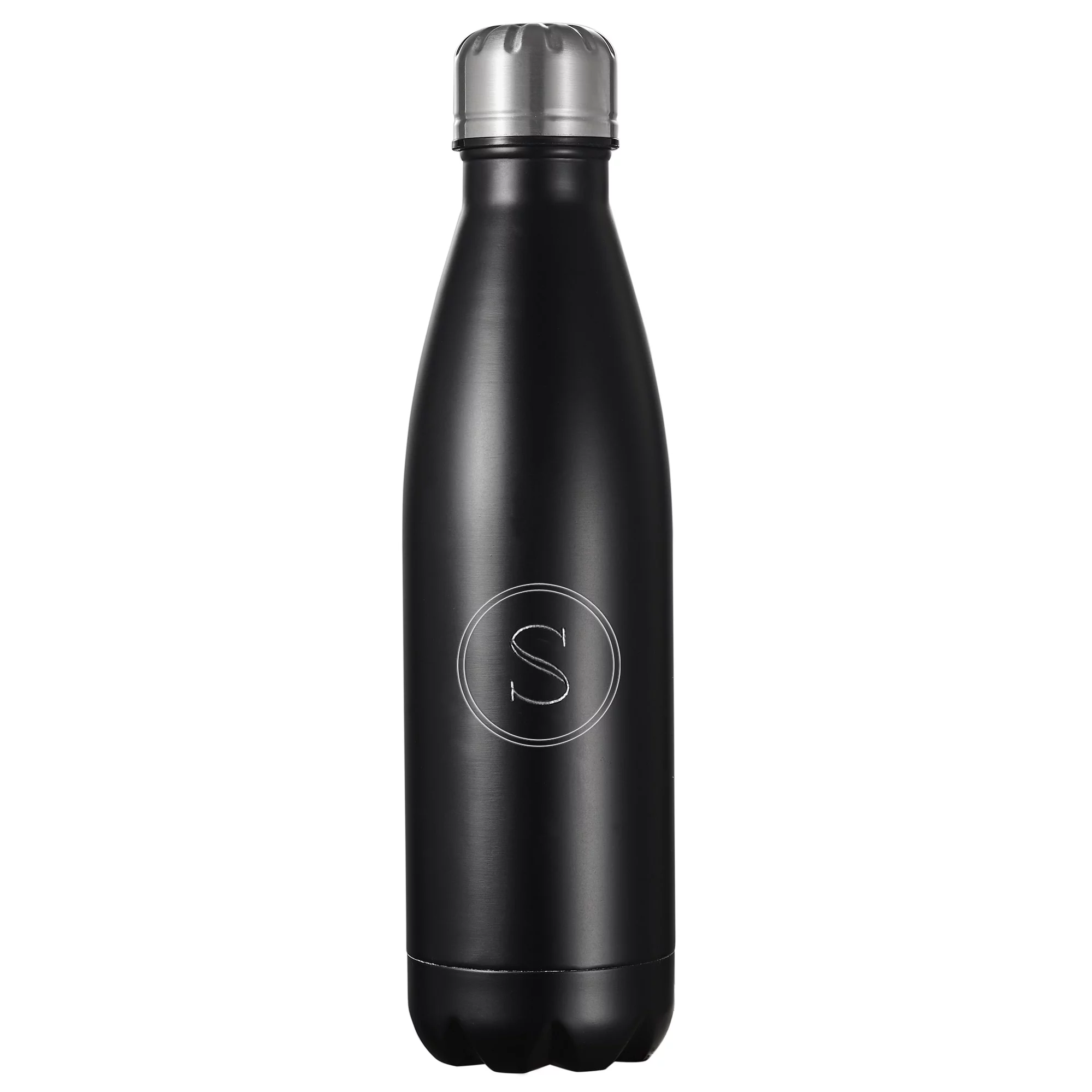 Visol  Marina Black Matte Insulated Water Bottle 16oz with Engraved Initial